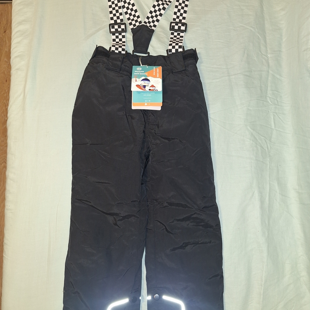 Kids Black Snow Pants with Suspenders